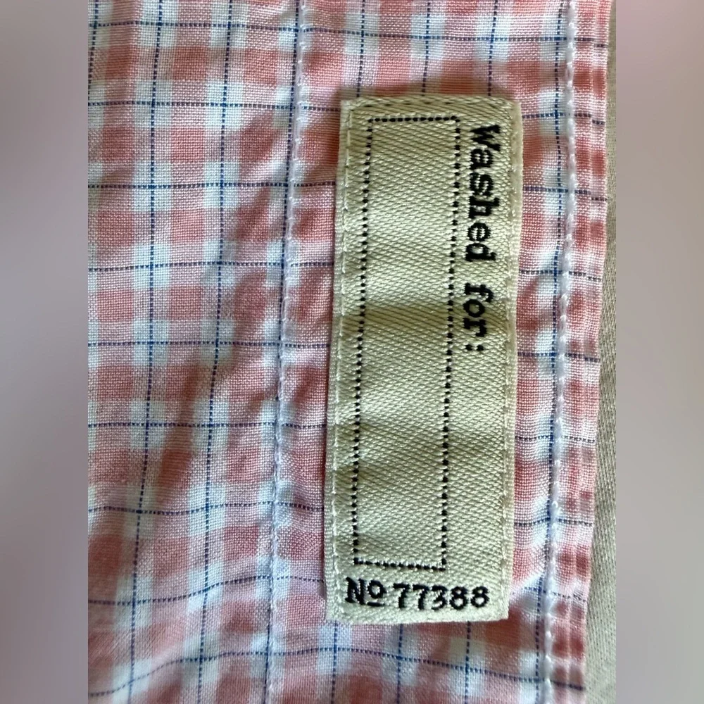 EUC⚡️J.Crew Classic Secret Wash Shirt Men’s Medium Pink Gingham Organic Cotton
